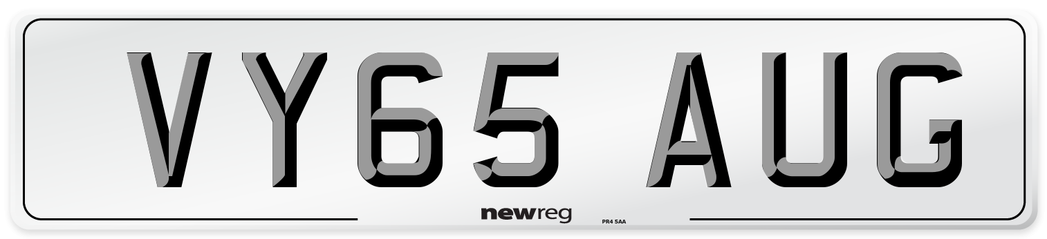 VY65 AUG Number Plate from New Reg